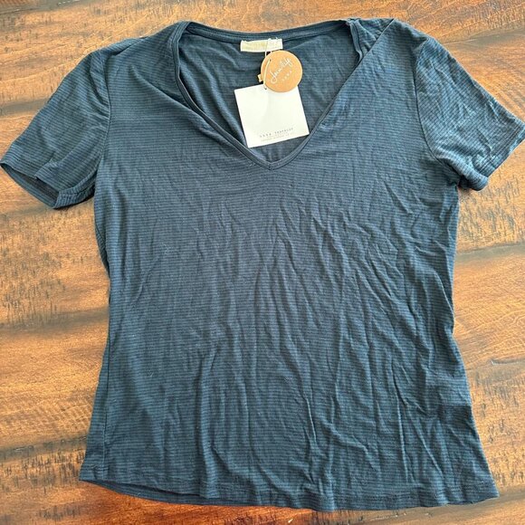 Zara Gray/Black Striped Short Sleeve T-shirt Size Medium NWT - Picture 1 of 5